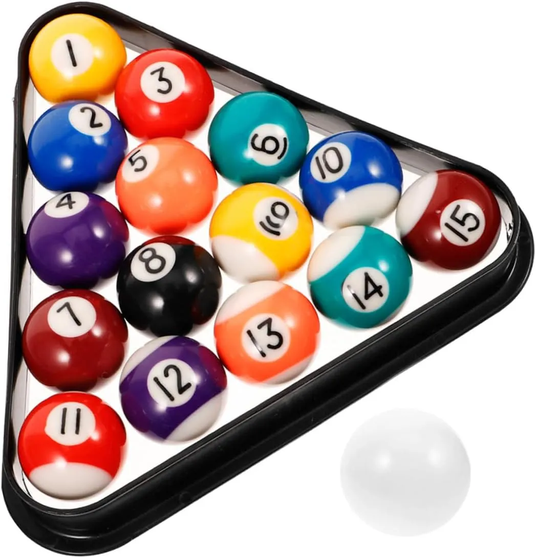 POPETPOP 17pcs Mini Billiard with Billiard Rack for Boy Girl Safe Fun and Engaging Game for Small Pool Tables Boy Girl-Friendly Design