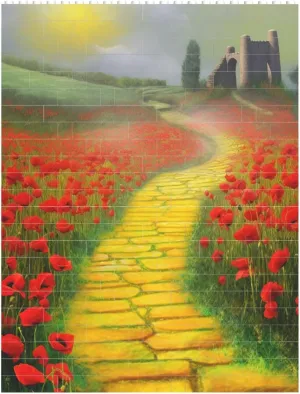 Poppies Field Yellow Brick Road Building Block Puzzle Personalized Building Bricks for Adults Block Puzzle Building DIY Brick Block Puzzles Valentine's Day Gifts for Home Decor Brick Puzzle