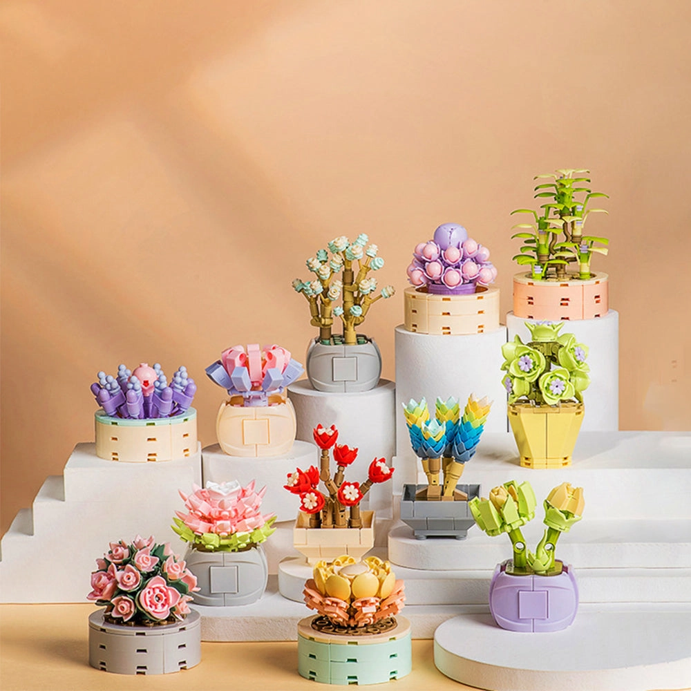 Potted Succulent Building Blocks Succulent Botanical Flower Building Bricks Gifts For Her