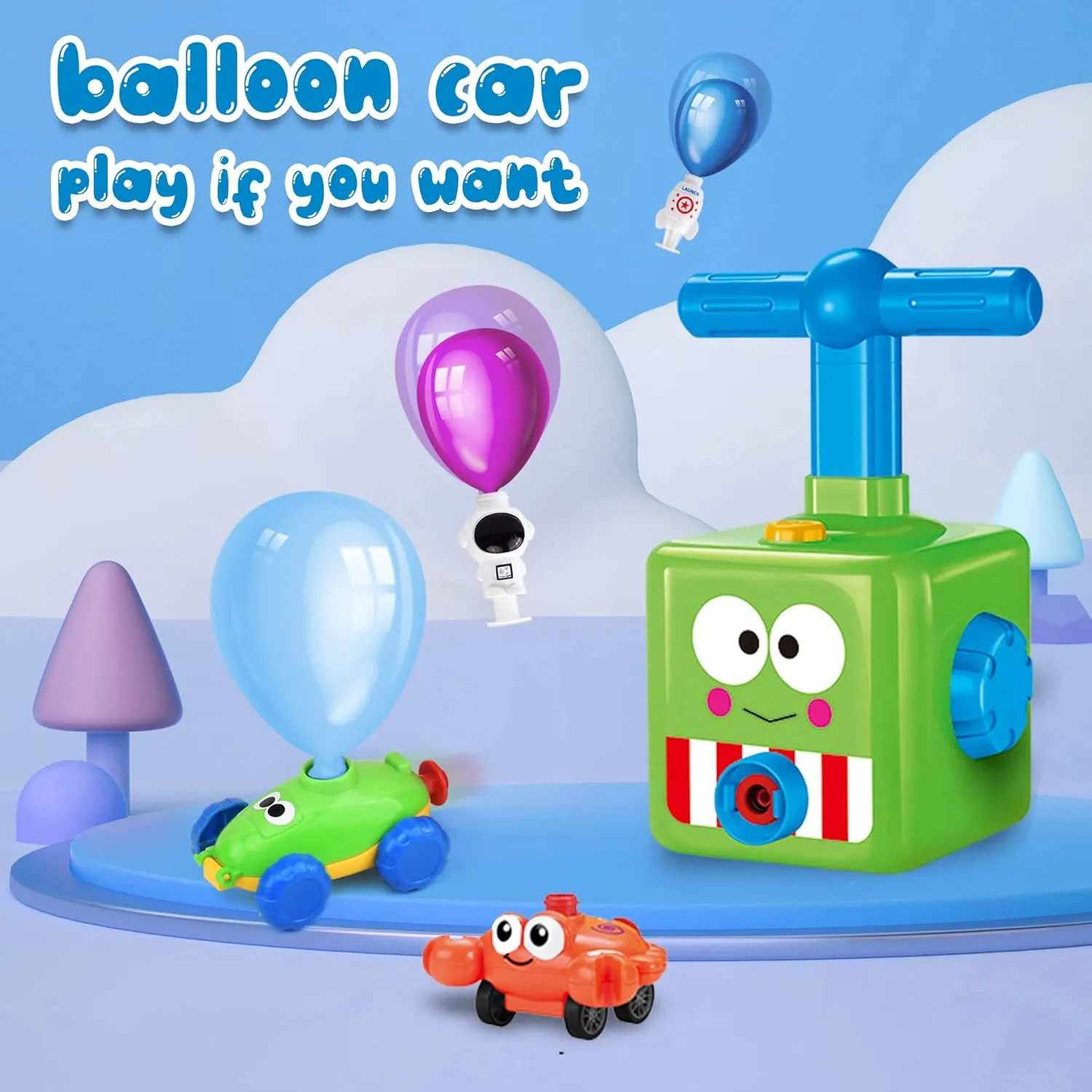 Power Balloon Car Toy,Balloon Launcher Toy with 12 PCS Balloons and Car Launcher,Balloon Toys for Kids Party Supplies Science Intelligence Education Toy for Kids Ages 3-12 (Green)