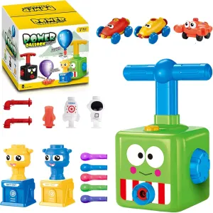 Power Balloon Car Toy,Balloon Launcher Toy with 12 PCS Balloons and Car Launcher,Balloon Toys for Kids Party Supplies Science Intelligence Education Toy for Kids Ages 3-12 (Green)