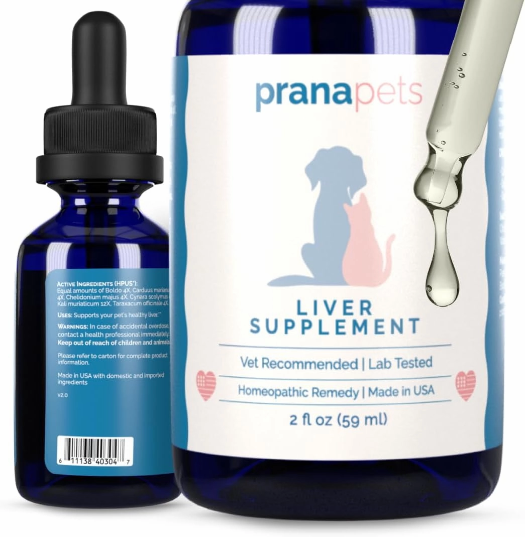 PranaPets Liver Supplement for Pets Naturally Aids in Healthy Liver Function for Dogs & Cats | Herbal Formula Helps Relieve Abdominal Pain, Indigestion & Inflammation of Liver & Gallbladder