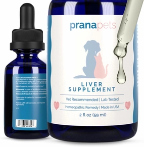 PranaPets Liver Supplement for Pets Naturally Aids in Healthy Liver Function for Dogs & Cats | Herbal Formula Helps Relieve Abdominal Pain, Indigestion & Inflammation of Liver & Gallbladder