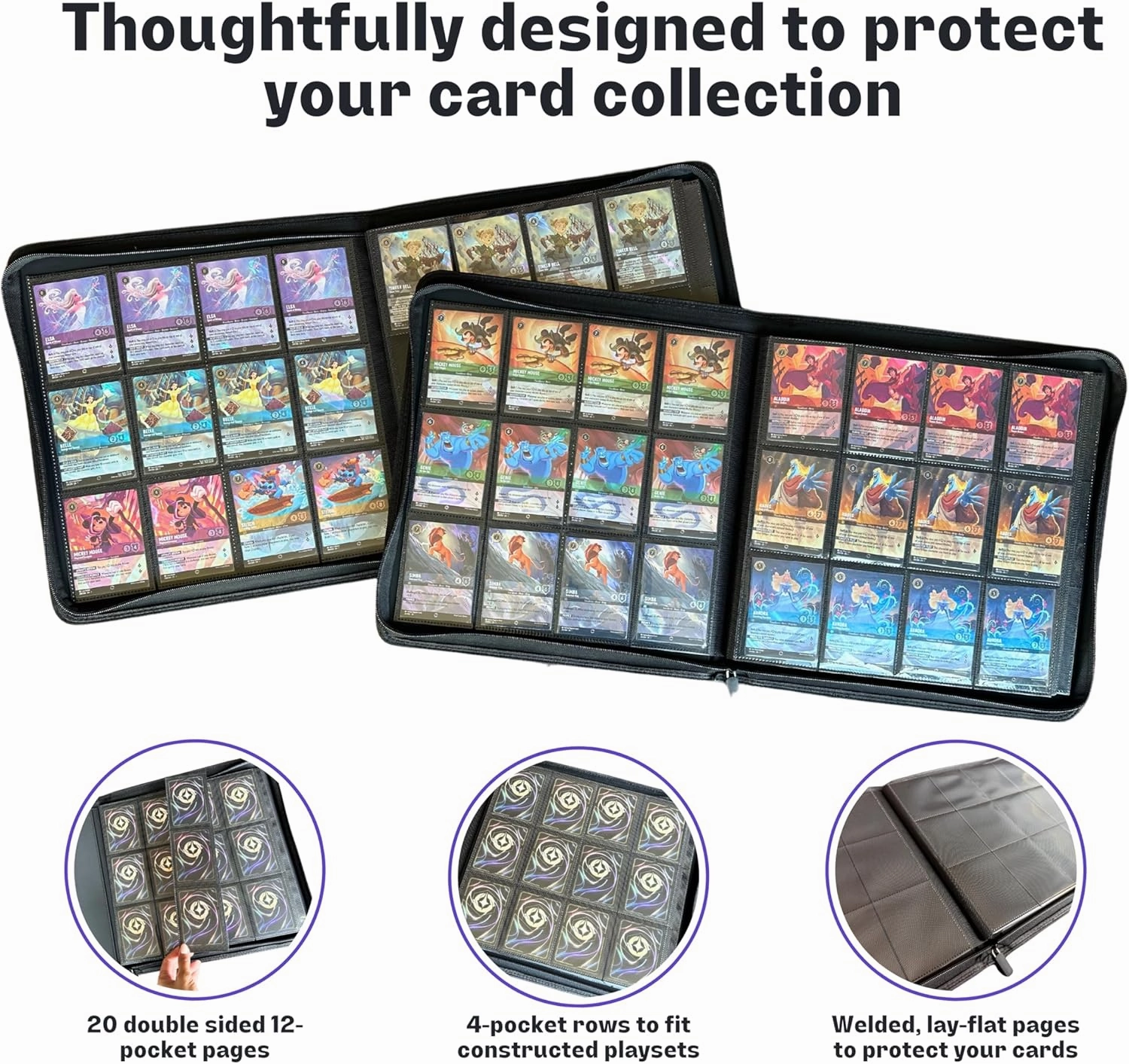 Premium Silly Bear Emporium Lorcana Lore Book Themed 480 Side-Loading Pocket Binder for TCG Trading Cards | Compatible with Lorcana, Yugioh, One Piece, Pokemon, Magic | 12 Pockets Per Page (Red)