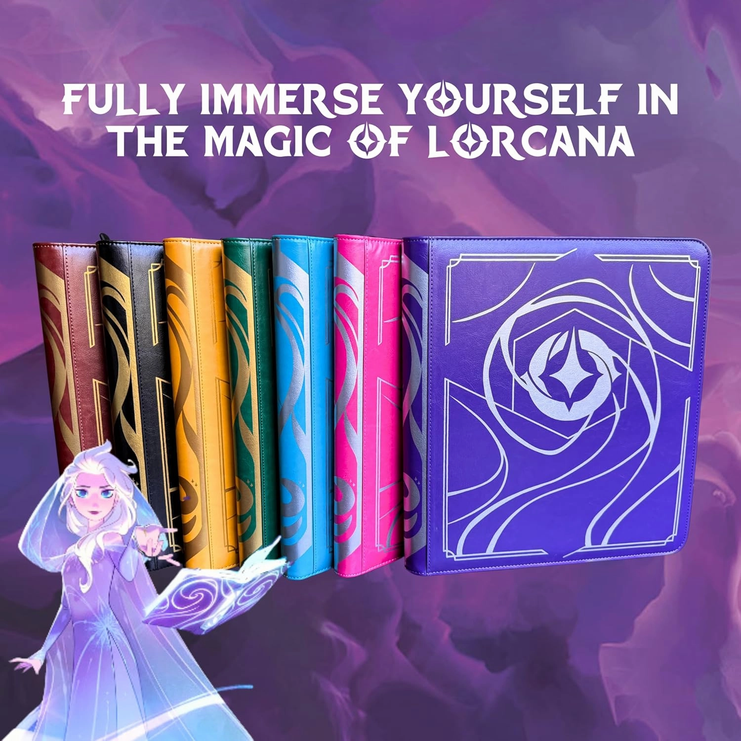 Premium Silly Bear Emporium Lorcana Lore Book Themed 480 Side-Loading Pocket Binder for TCG Trading Cards | Compatible with Lorcana, Yugioh, One Piece, Pokemon, Magic | 12 Pockets Per Page (Red)