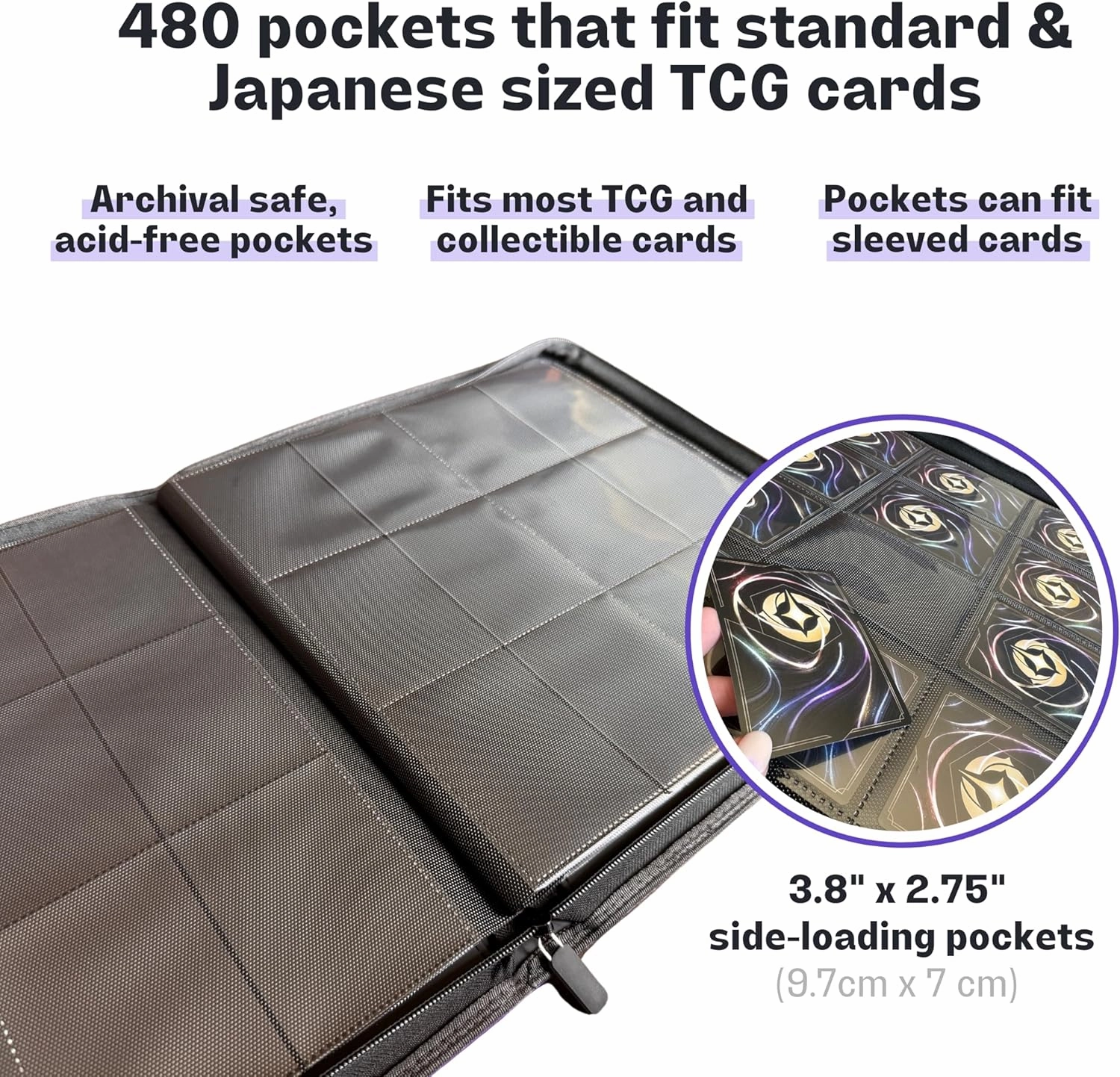 Premium Silly Bear Emporium Lorcana Lore Book Themed 480 Side-Loading Pocket Binder for TCG Trading Cards | Compatible with Lorcana, Yugioh, One Piece, Pokemon, Magic | 12 Pockets Per Page (Red)