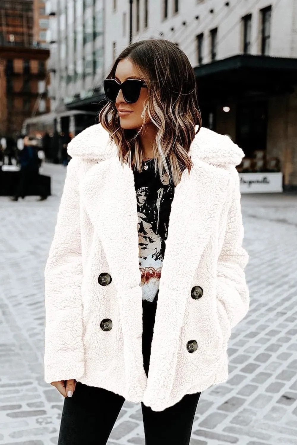 PRETTYGARDEN Women's Fashion Winter Coats Sherpa Fleece Faux Fur Shearling Oversized Trendy Jackets Warm Outerwear Clothing