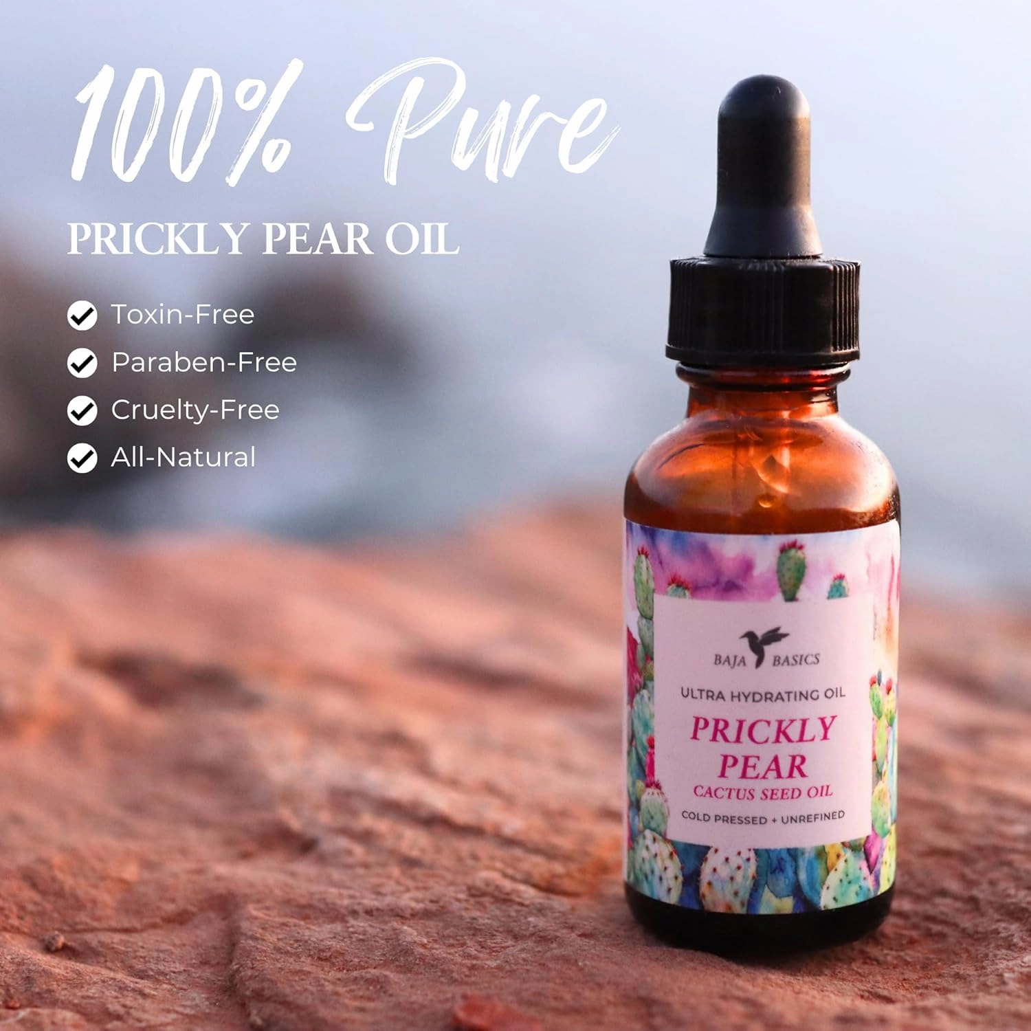 Prickly Pear Seed Oil - Pure & Organic, Extra Virgin, Cold Pressed Facial Oil for Glowing Skin - Natural Moisturizer for Face, Hair & Body - Gua Sha - Scar Treatment - 2 oz