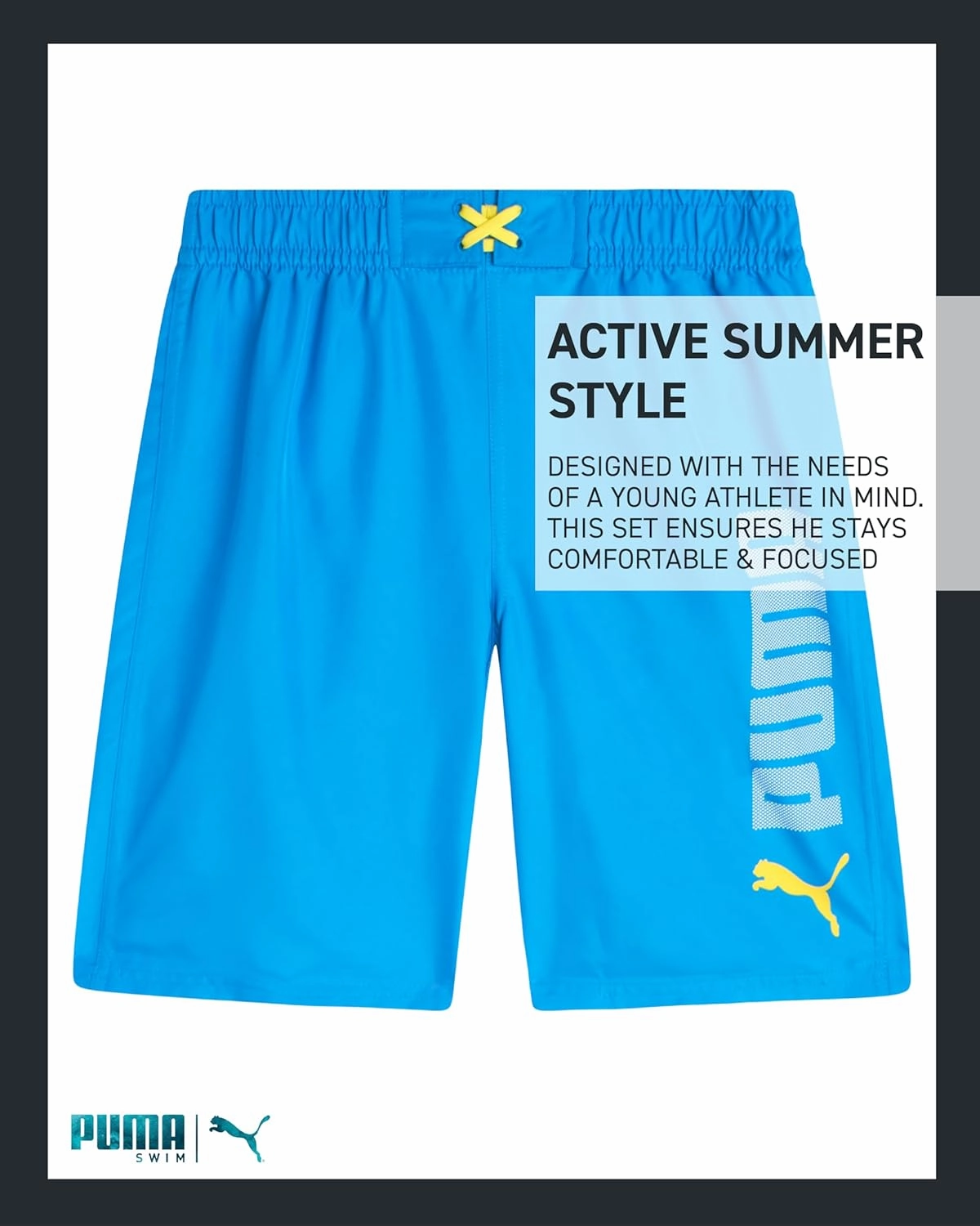 PUMA Boys Swim Set - Bathing Suit Swim Trunks with Matching Basic Short Sleeve T-Shirt - Swimwear Set for Big Boys (8-20)
