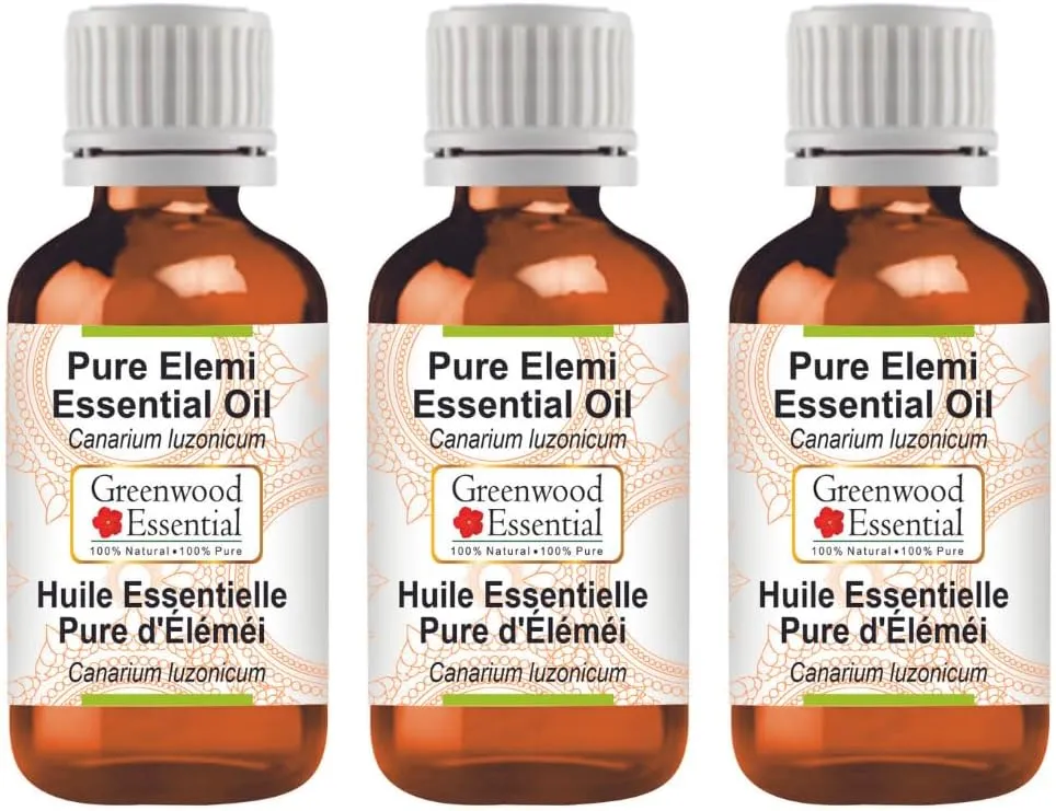 Pure Elemi Essential Oil (Canarium luzonicum) Steam Distilled (Pack of Three) 100ml X 3 (10.1oz)