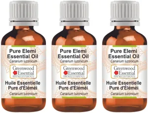 Pure Elemi Essential Oil (Canarium luzonicum) Steam Distilled (Pack of Three) 100ml X 3 (10.1oz)
