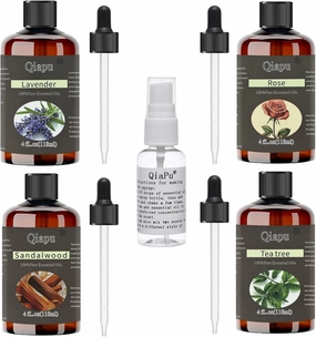 Pure and Natural Scented Oil Essential Oil for Diffuser Premium Aromatherapy Oils for Laundry Scented Oils with Dropper (4 fl.oz-4PCS, Lavender Rose  Sandalwood Tea Tree)