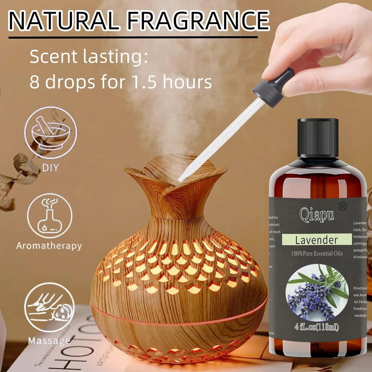 Pure and Natural Scented Oil Essential Oil for Diffuser Premium Aromatherapy Oils for Laundry Scented Oils with Dropper (4 fl.oz-4PCS, Lavender Rose  Sandalwood Tea Tree)