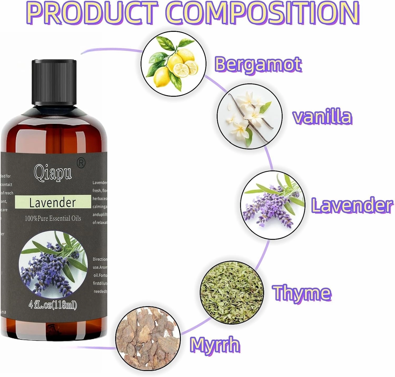 Pure and Natural Scented Oil Essential Oil for Diffuser Premium Aromatherapy Oils for Laundry Scented Oils with Dropper (4 fl.oz-4PCS, Lavender Rose  Sandalwood Tea Tree)