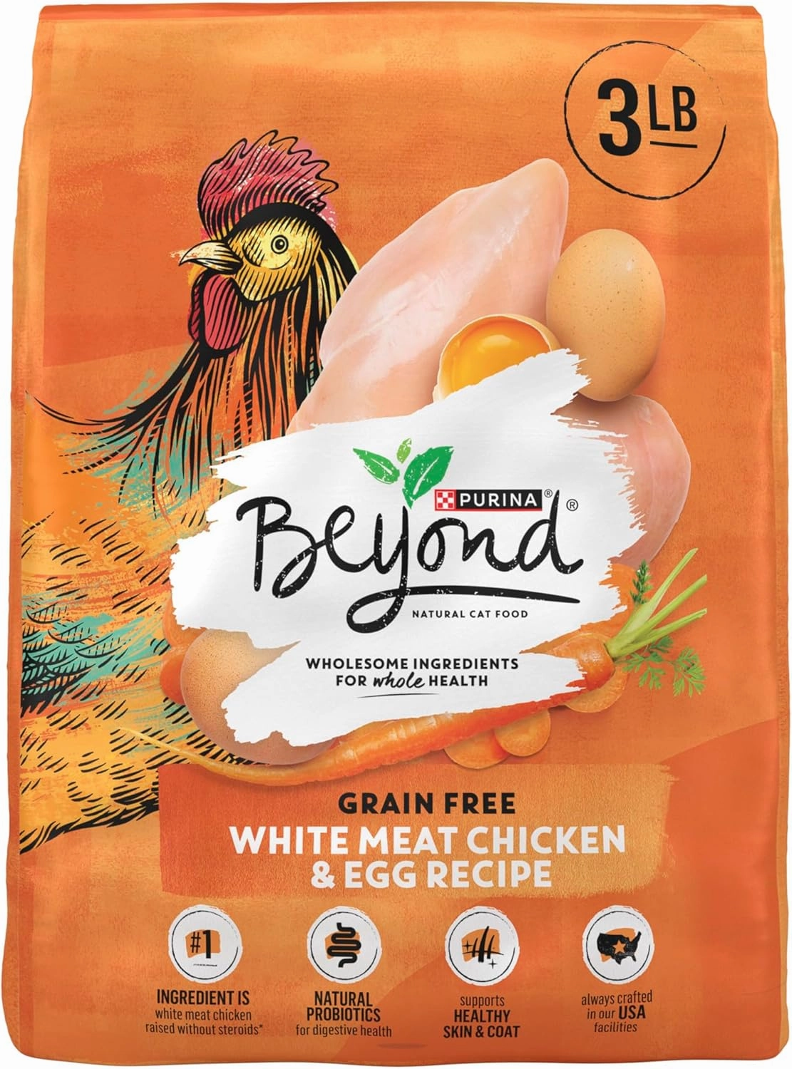Purina Beyond Grain Free White Meat Chicken and Egg Recipe Natural Cat Food High Protein Cat Food Dry Formula - 3 lb. Bag
