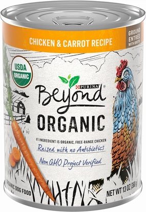 Purina Beyond Organic Wet Dog Food, Organic Chicken & Carrot Adult Recipe Ground Entrée with Broth - (Pack of 12) 13 oz. Cans