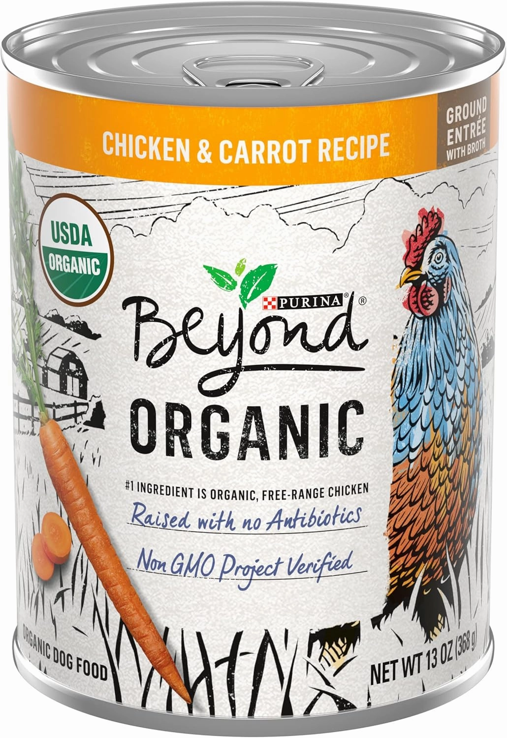 Purina Beyond Organic Wet Dog Food, Organic Chicken & Carrot Adult Recipe Ground Entrée with Broth - (Pack of 12) 13 oz. Cans