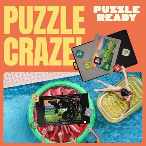 Puzzle Ready Jigsaw Puzzle Mat Roll-Up - 46″ x 29.5″ for 1500 Pieces - Portable Puzzle Board with 4 Sorting Trays, Storage Bag, Foam Roller, 3 Hook & Loop Fastener Straps