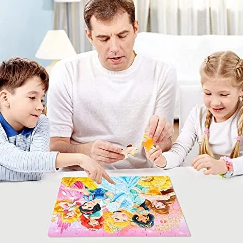 Puzzles for Kids Ages 4-8 100 Pieces Jigsaw Puzzles for Boys and Girls Educational Learning Puzzles in Metal Box.