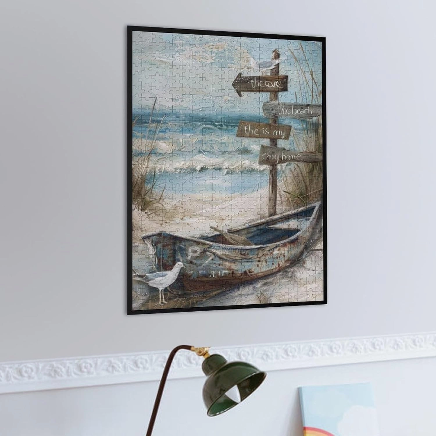 Puzzles for Adults 500 Pieces - Abandoned Fishing Boat On The Beach Funny Puzzle,Suitable for All Puzzle Toy Enthusiasts, Educational Art Collectibles