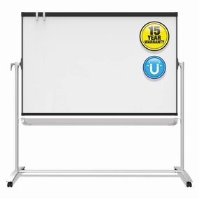 Quartet® Prestige 2 Mobile Presentation Easel, 72" x 48", White Surface, Black/Gray Metal/Plastic Frame