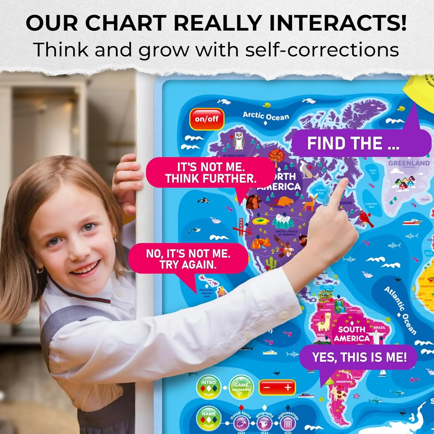 QUOKKA Educational Toys for Kids 5-7 Year Old - USA World Maps Learning Wall Chart for Toddlers Age 3 4 6  - Interactive Speech Therapy Poster Boy Girl - Autism Game 8-10-12