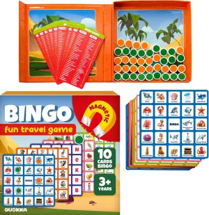 QUOKKA Magnet Game for Kids 3-5 - Bingo Game Kids Ages 4-8 - Travel I Road Trip I Plane I Car Ride - Magnetic Toddler Travel Toys