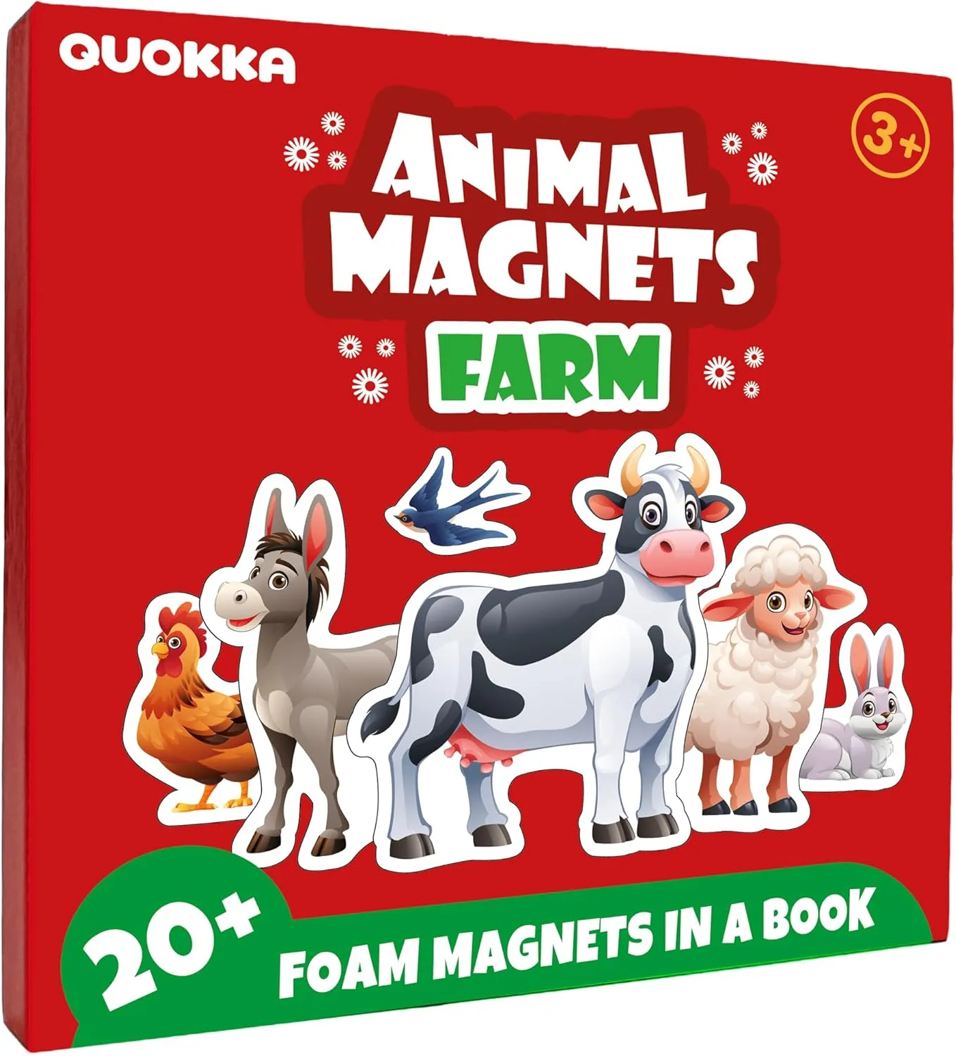QUOKKA Travel Magnetic Puzzles for Toddlers 1-3 – 20 Pcs Farm Toy Game with Extra-Long Play Book – Fun Travel Game for Kids Ages 3-5 – Strong Magnets for Car Activities – Fun Toddler Puzzle Ages 2-4