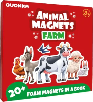 QUOKKA Travel Magnetic Puzzles for Toddlers 1-3 – 20 Pcs Farm Toy Game with Extra-Long Play Book – Fun Travel Game for Kids Ages 3-5 – Strong Magnets for Car Activities – Fun Toddler Puzzle Ages 2-4