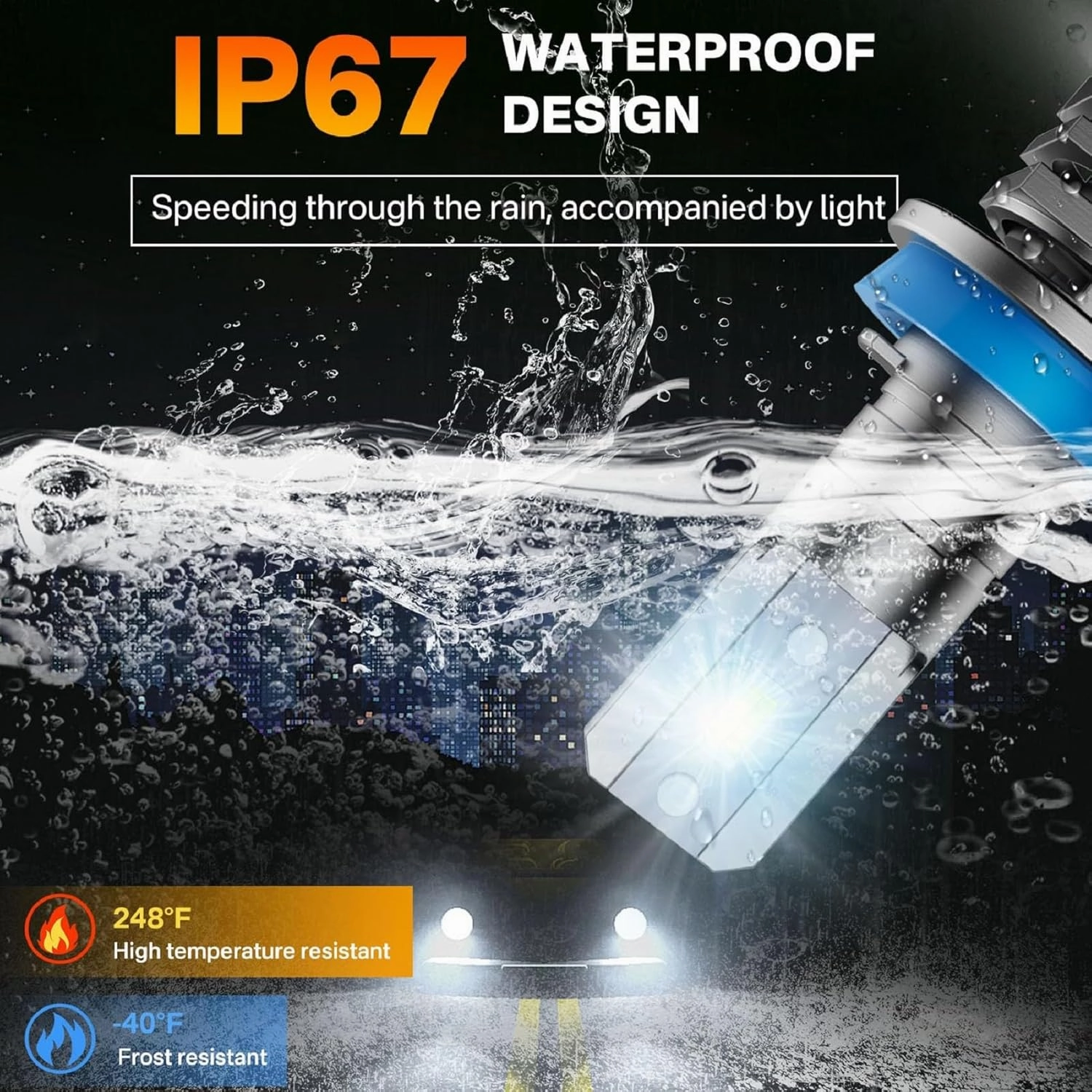 RCJ H11 Bulbs, H8/H9/H16 Fog Light 6000K Cool White with Cooling Fan, Plug-N-Play, Pack of 2