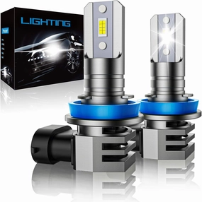 RCJ H11 Bulbs, H8/H9/H16 Fog Light 6000K Cool White with Cooling Fan, Plug-N-Play, Pack of 2