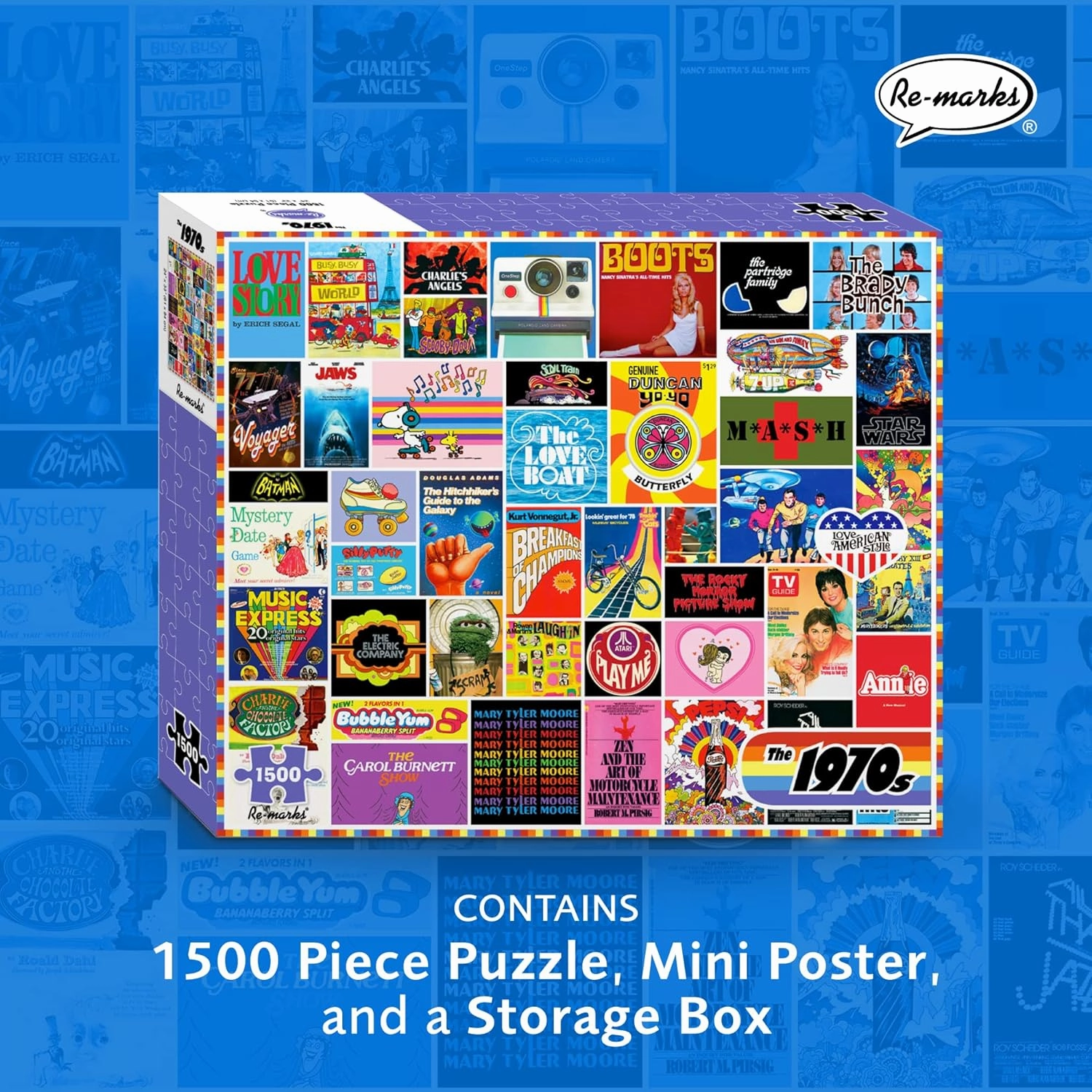 Re-marks 1970s Pop Culture Puzzle, 1500 Pieces for All Ages