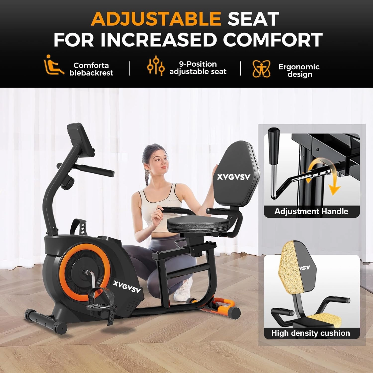 Recumbent Exercise Bike, Recumbent Stationary Bike for Home, Recumbent Bike with 400LB Weight Capacity Whisper-Quiet 16 Levels Magnetic Resistance Heart Rate Handle and Multi-Function LCD Comfortable Seat