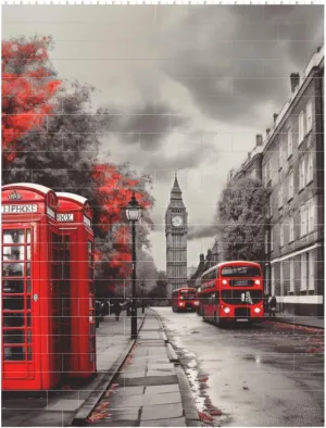 Red London Street Building Block Puzzle Personalized Building Bricks for Adults Square Shaped DIY Brick Block Puzzles Valentine's Day Gifts for Home Decor Brick Puzzle