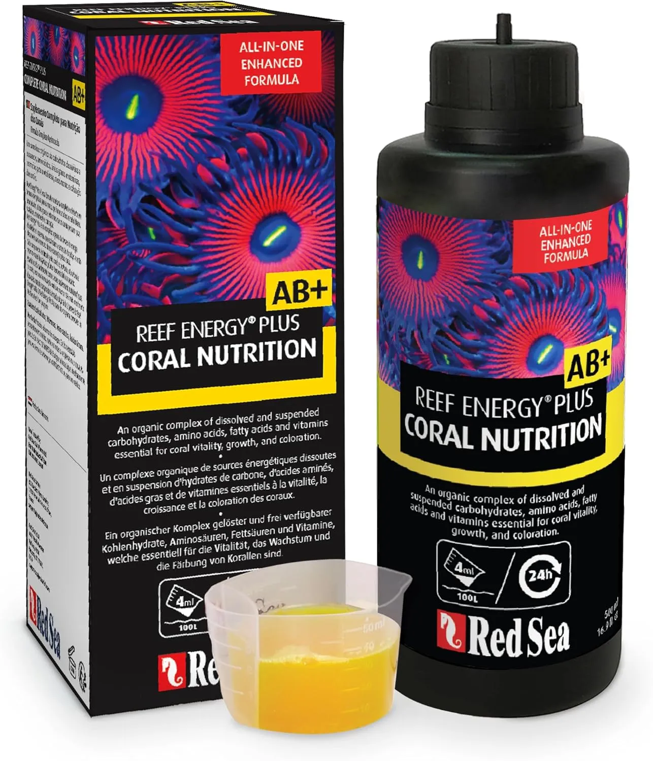 Red Sea Reef Energy Plus 500ml (AB ) All in One Coral Food for Saltwater Aquarium Marine Reef Tanks | Food for Soft, LPS, SPS, and Non-Photosynthetic Corals