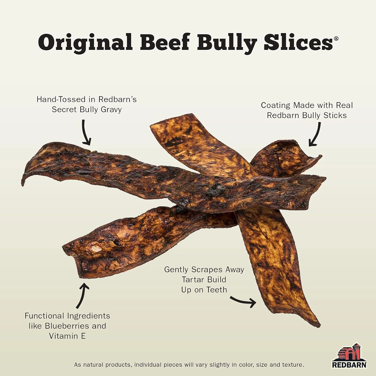 Redbarn Bully Slices for Dogs, Highly Palatable, Long-Lasting Natural Dental Treats with Functional Ingredients, 9 oz. (Pack of 3) - Original Bully