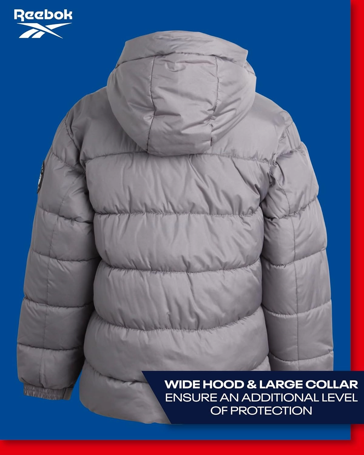 Reebok Boys Puffer Jacket - Heavyweight Weather Resistant Quilted Jacket for Boys - Fleece Insulated Winter Jackets with Hood