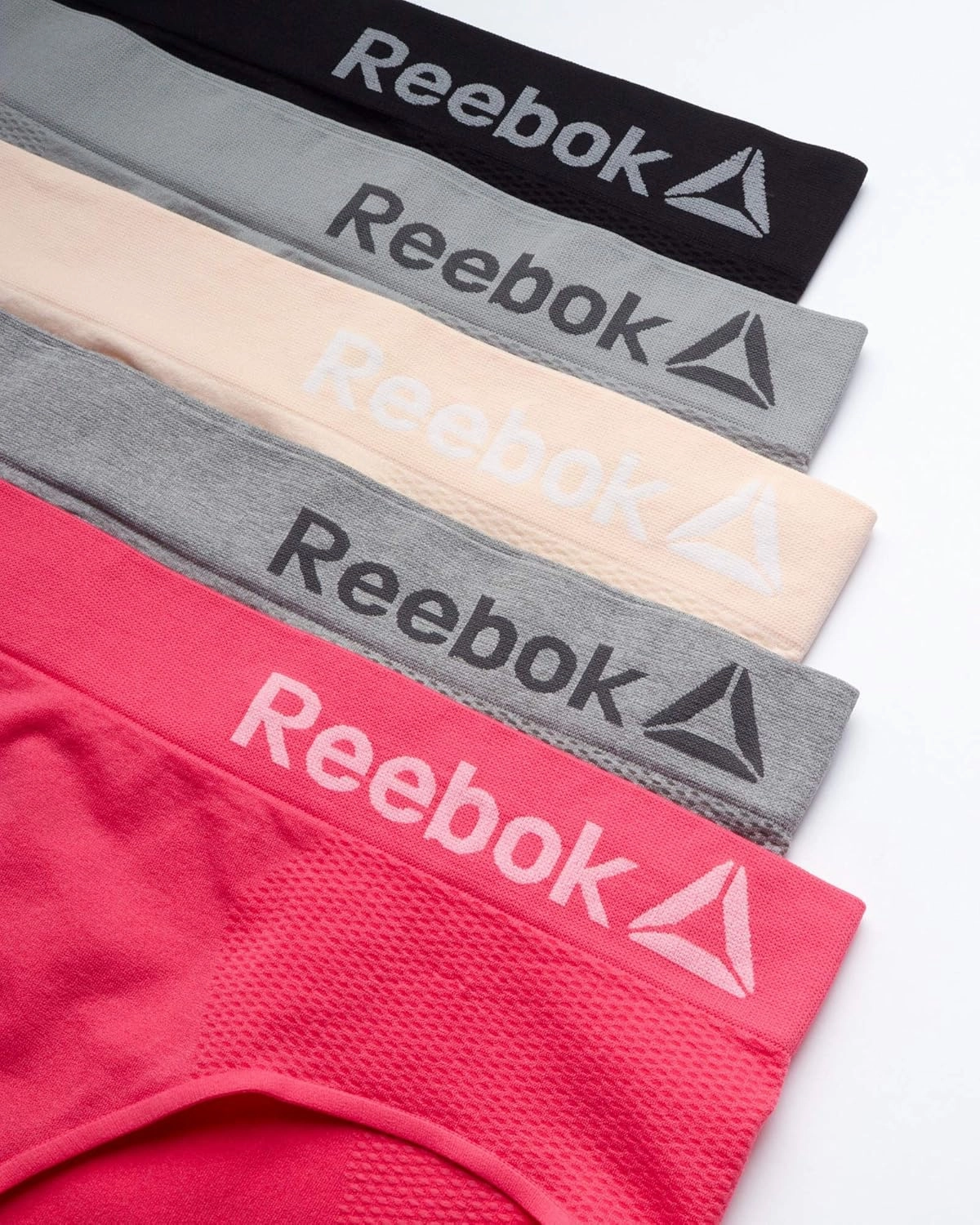 Reebok Hipster Panties for Women - 5 Pack Stretch Performance Seamless Underwear with Relaxed Tagless Waist (S-XL)