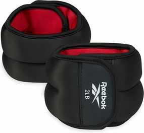 Reebok Wrist and Ankle Weights, 2 x 1 lb and 2 x 2 lb, Polyester & Spandex, Black, Classic Style, Ideal for Walking, Exercise, Strength Training, Gym & More
