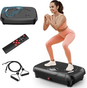 Relife Vibration Plate Exercise Machine Fitness Platform Whole Body Shaker Vibrate Stand Board Lymphatic Drainage Shaking for Weight Loss Fat Burning with 2 Resistance Bands Home Gyms Workout,400Lbs.