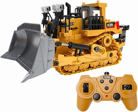 Remote Control Construction Toy, Remote Control Bulldozer Toys Car 9 Channel 1:24 Hobby RC Trucks Aluminum Alloy Rc Front Loader for 4-15 Years Old Boys Kids Gift
