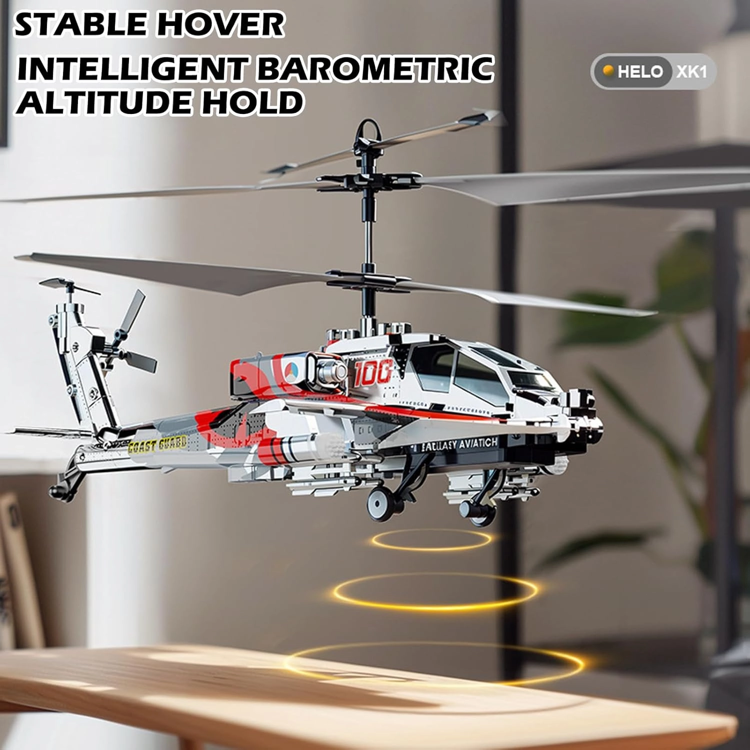 Remote Control Helicopter, 2.4GHz 3.5 Channel RC Helicopter with LED Lights, Altitude Hold, One-Key Take Off/Landing, Simulation Military Army Helicopter Toys Gifts for Kids Adults