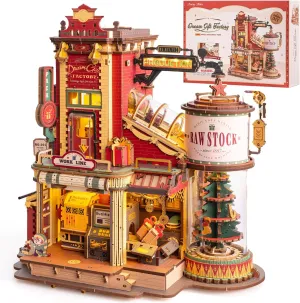 ROBOTIME 3D Wooden Puzzles for Adults, Factory Wooden Music Box EAB01, Gift for Craft Enthusiast Model Building Set