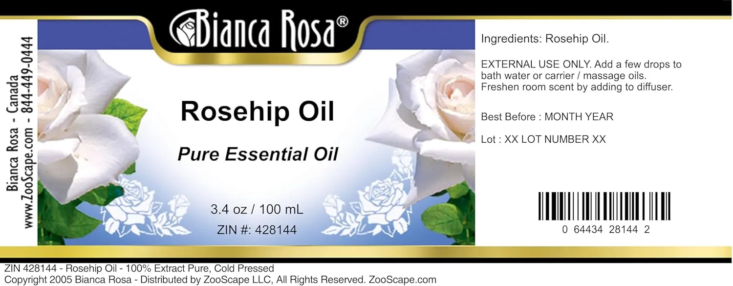 Rosehip Oil - 100% Pure, Cold Pressed (3.40 fl oz, ZIN: 428144) - 3 Pack
