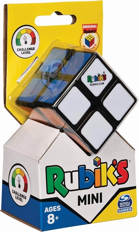 Rubik's, Spin Master The Original 2 x 2 Mini Cube with 2 Layers of 4 Cubes, Professional Color Combination Brain Teaser, Pocket, Suitable for Children of 8 