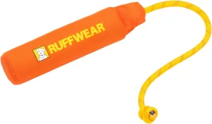 Ruffwear Lunker Throw Toy for Dogs – Durable, Soft Fabric Toy with Rope Handle for Fetch and Tug on Land & Water, Tangelo Orange, Medium