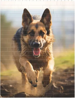 Running German Shepherd Dog Building Block Puzzle Personalized Building Bricks Block Puzzle Building Family Keepsake DIY Brick Block Puzzles Valentine's Day Gifts for Home Decor Brick Puzzle