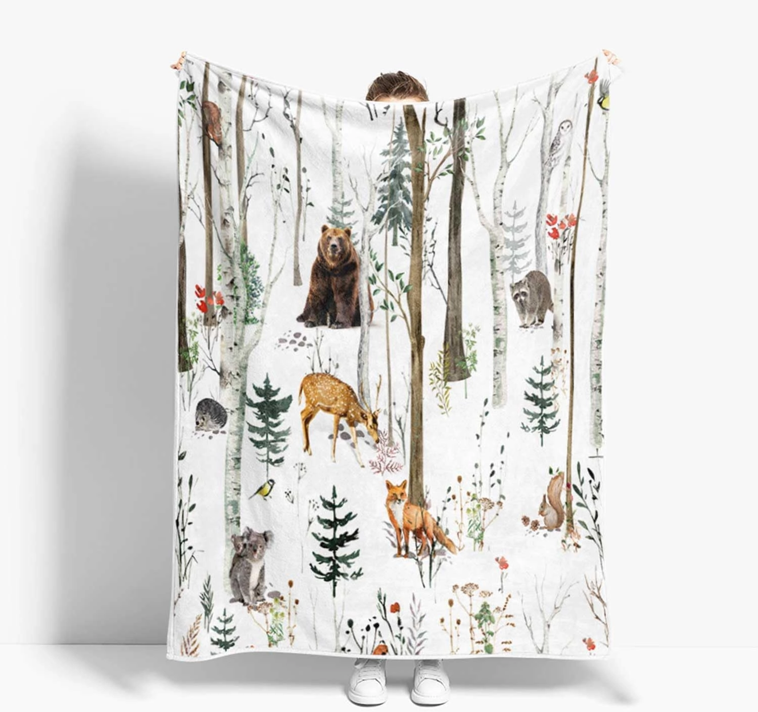 Rustic Forest Throw Blanket, Country Hunting Bear Deer Wild Animals Farmhouse Lodge Cabin Throw Blankets, Cozy Warm Soft Flannel Throws and Blankets for Bed Couch Camping Travel 50x60 Inch