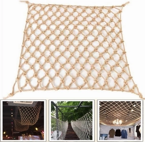 Safety Rope Netting for Balcony,Protection Kids Hemp Rope Nets Banister,Retro Cargo Mesh Nets Truck Trailer Net Support Customization Treehouse Net(0.5Mx7M(1.64FTx22.96FT))