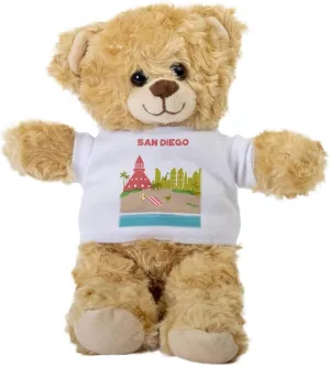 San Diego Teddy Bear, Gift Stuffed Animal, Plush Teddy Bear with Tee, Gift for Her, Birthday Basket